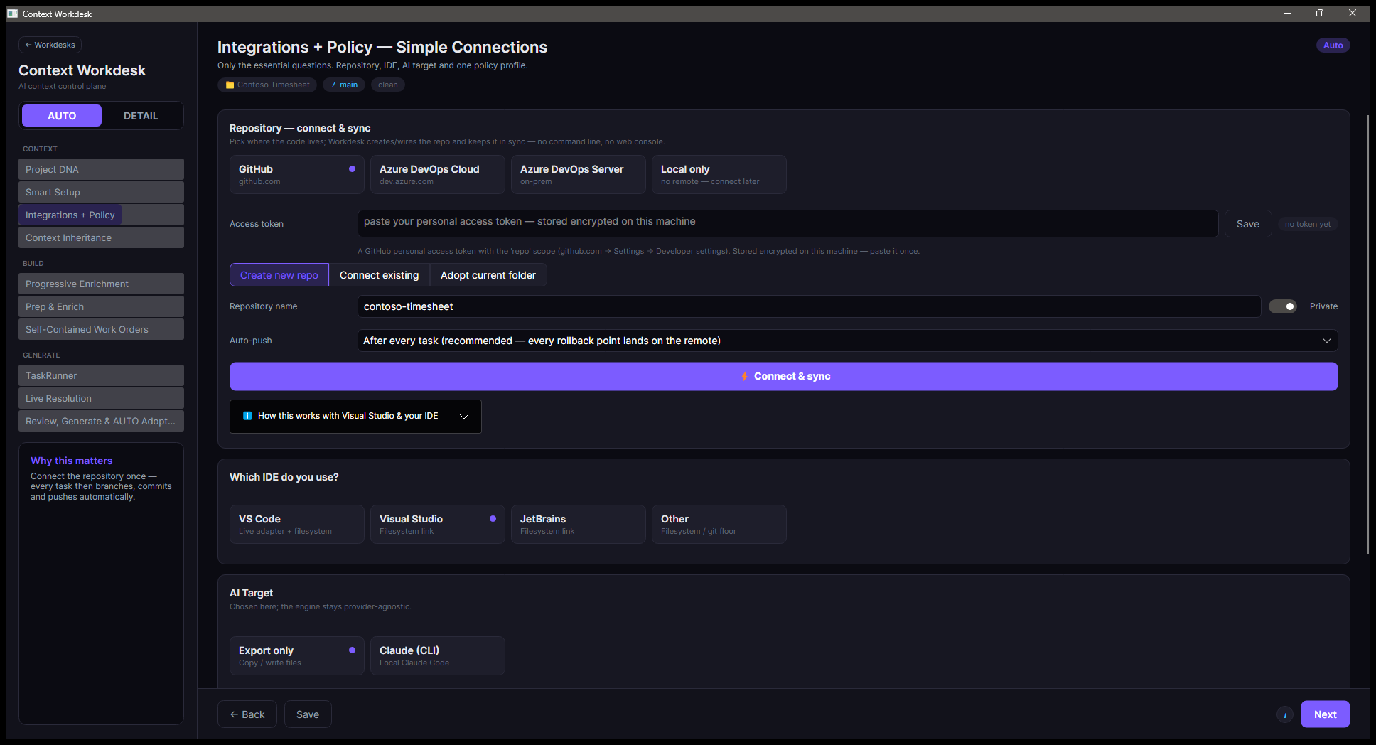 Repository verbinden en synchroniseren